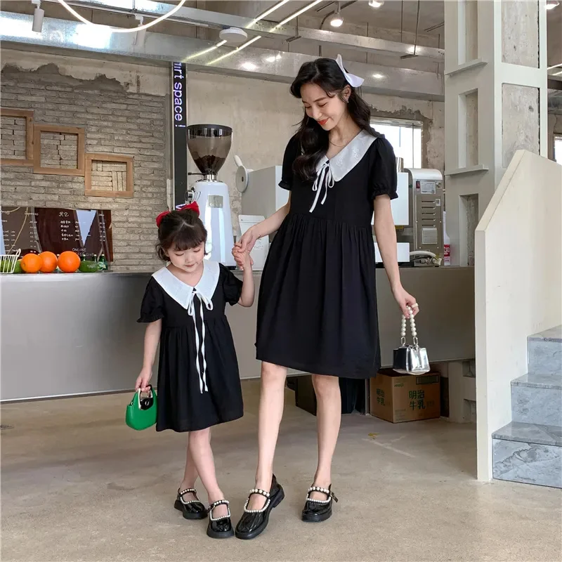 Mother and Daughter Equal Dresses Korean Parent-child Matching Clothes Baby Girl Dress Fashion Women’s Summer New