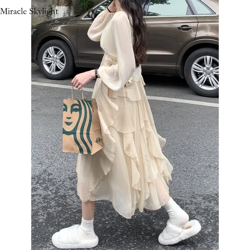 

Super Immortal Forest Spring/Summer New Elegant Fairy Long Sleeved Sunscreen Two Piece Set French Gentle Style Hanging Strap
