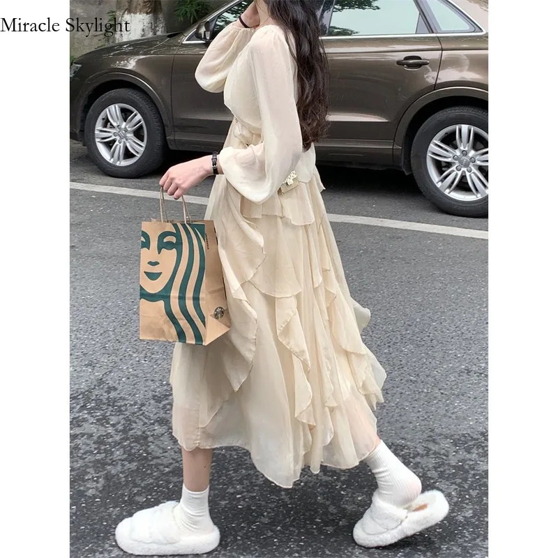 Super Immortal Forest Spring/Summer New Elegant Fairy Long Sleeved Sunscreen Two Piece Set French Gentle Style Hanging Strap