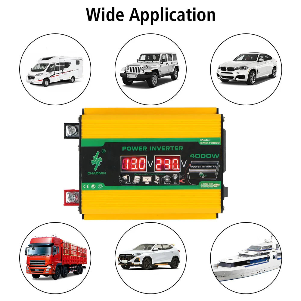 Voltage Display 4.2A USB Chargers Car Inverter 3 Ports Sockets Power Adapter DC 12V to AC 220V Converter AC Socket Universal