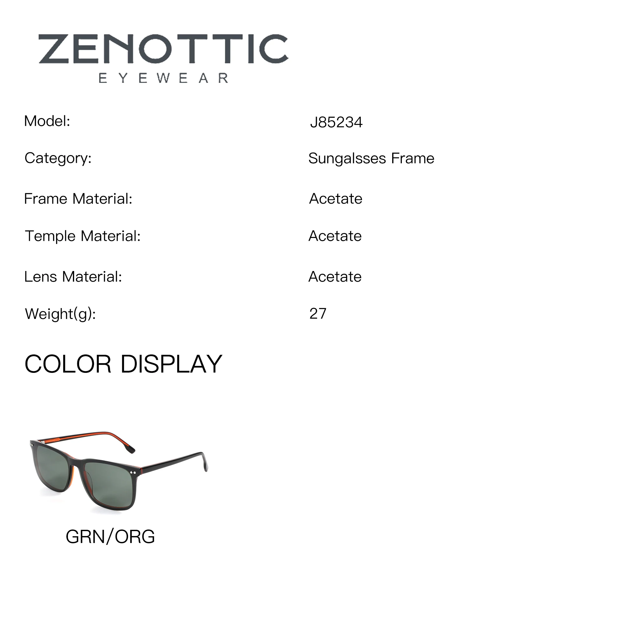 ZENOTTIC S Size Square Acetate For Male Magnetic Clip on Prescription Glasses Multifocal Progressive Anti Blue Light Eyeglasses