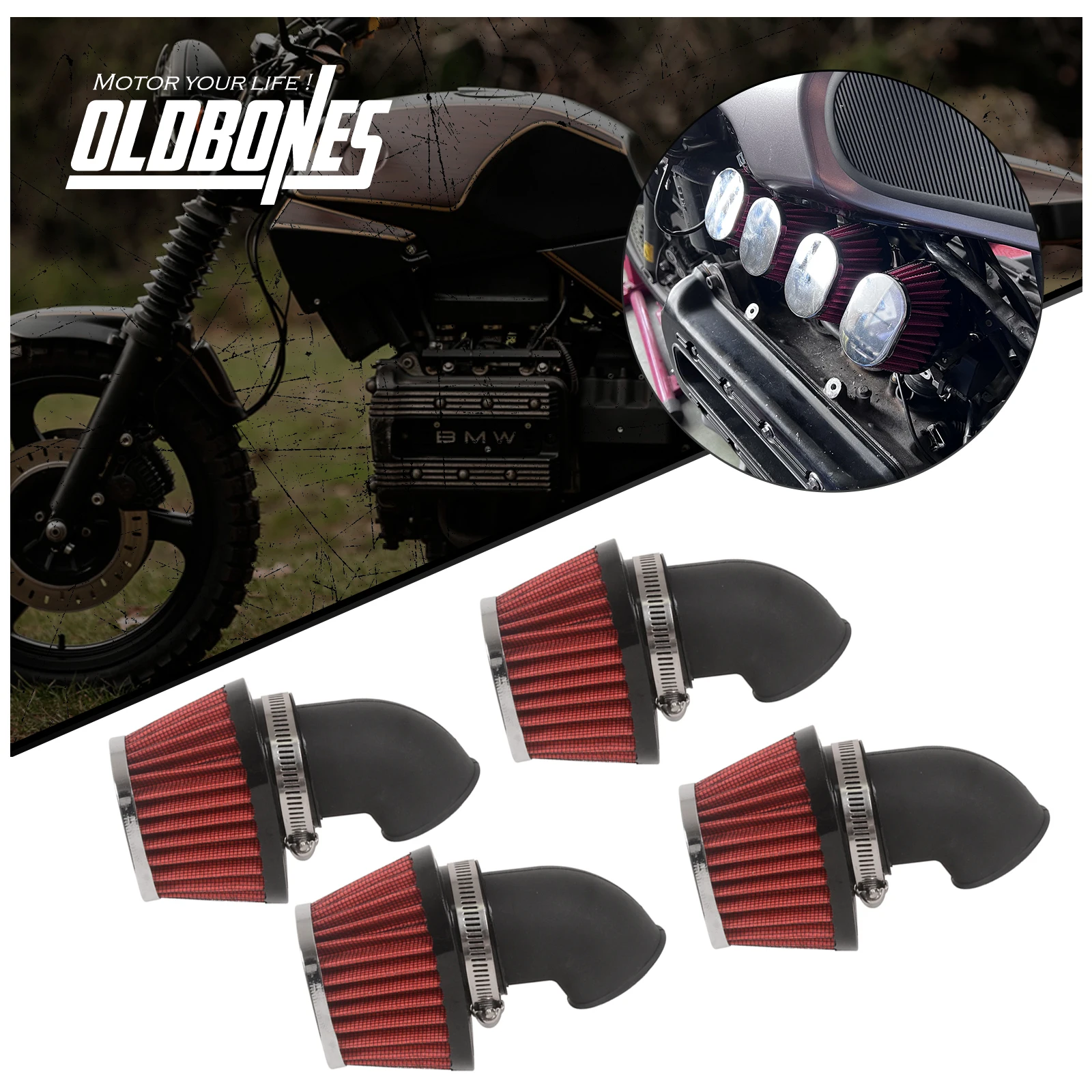 

For BMW K100 K 100 Motorcycle Accessories Intake Manifold Intake Rubber Air filter 4PCS Scrambler Custom Cafe Racer
