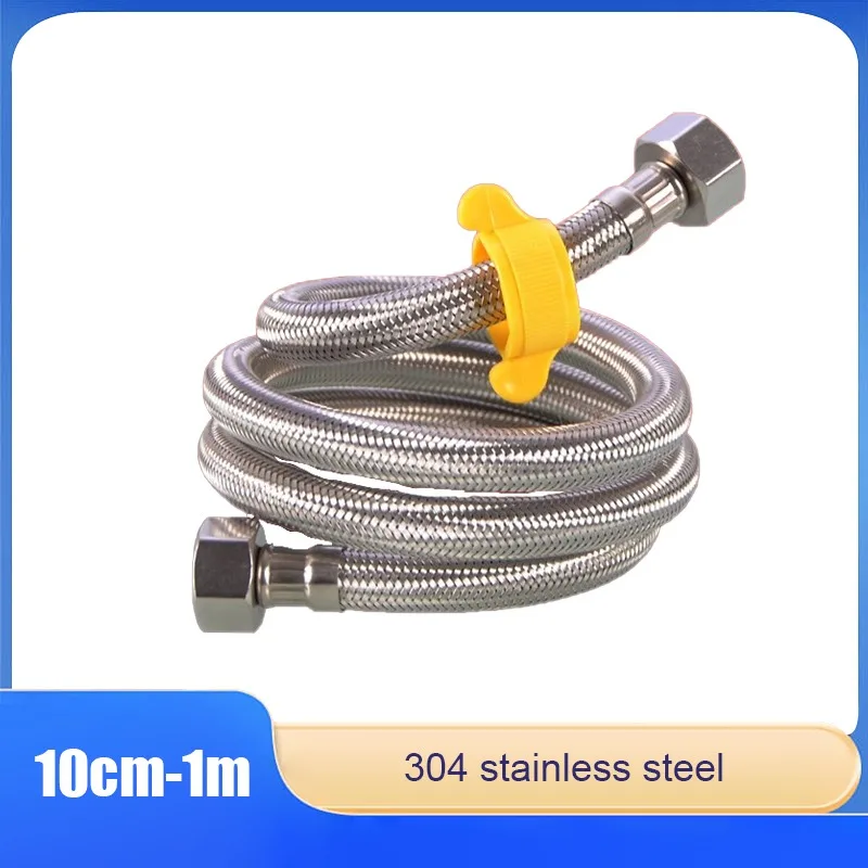 304 الفولاذ المقاوم للصدأ مضفر الأنابيب الساخنة والباردة مدخل المياه خرطوم سخان المياه ارتفاع ضغط الانفجار واقية أنابيب المياه المعدنية 1/2" #1