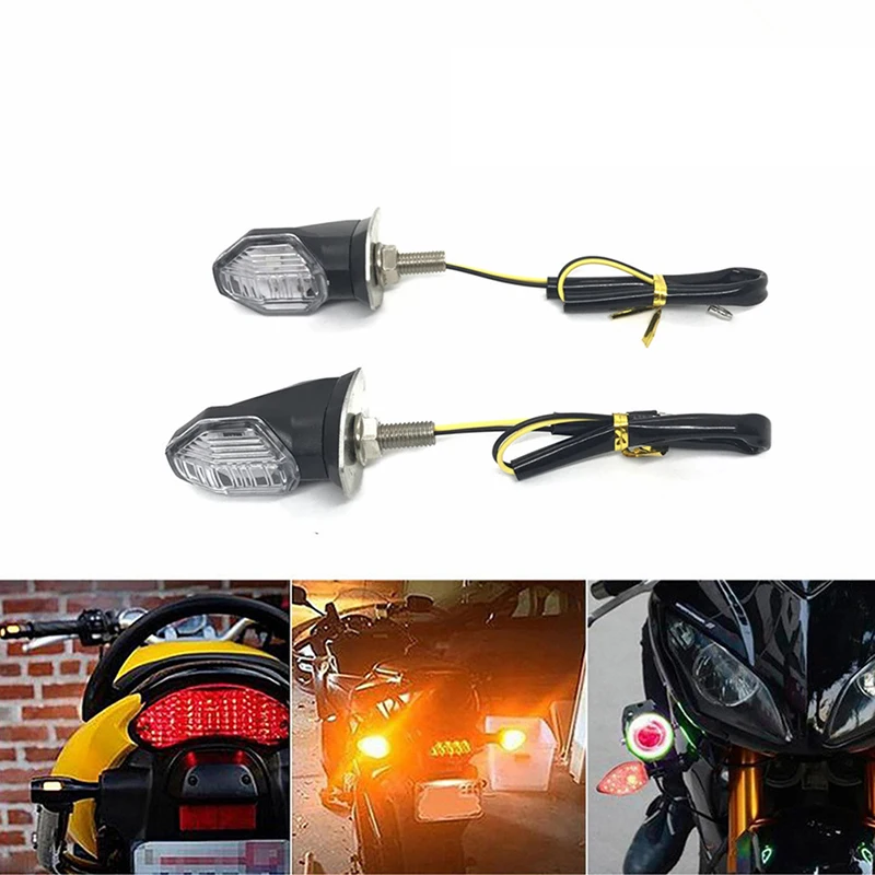 New 2x Universal Motorcycle 1LED Amber Turn Bike Signal Indicators Blinker Lights