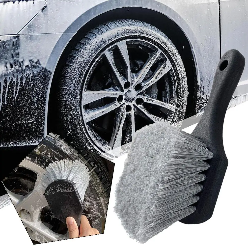 

Wheel & Tire Brush for Car Rim, Short Handle Steel Wire Car Wash Brush, Cleans Tires & Releases Dirt and Road Grime A2K6