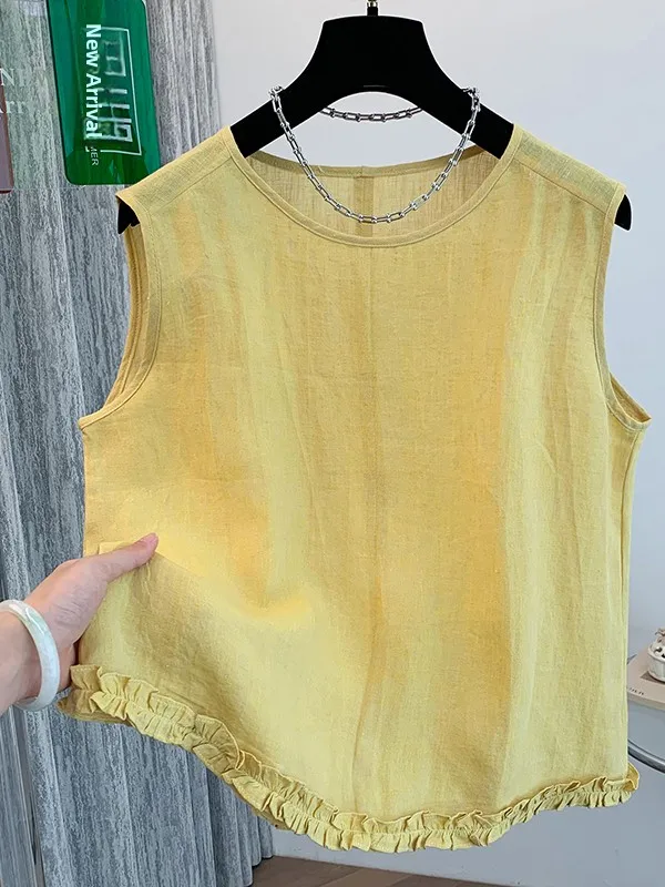Top de Verano para Mujer Tallas Grandes de Marca Coreana, con Encaje Floral, Bonito Chaleco Corto sin Mangas, Estilo Casual, ...