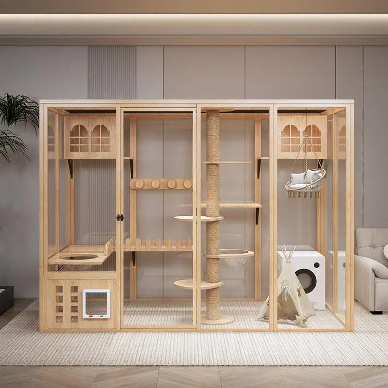 Panoramic Cat Villa  Cabinet Household  Cage Large Indoor Cat House  Villa Luxury Glass