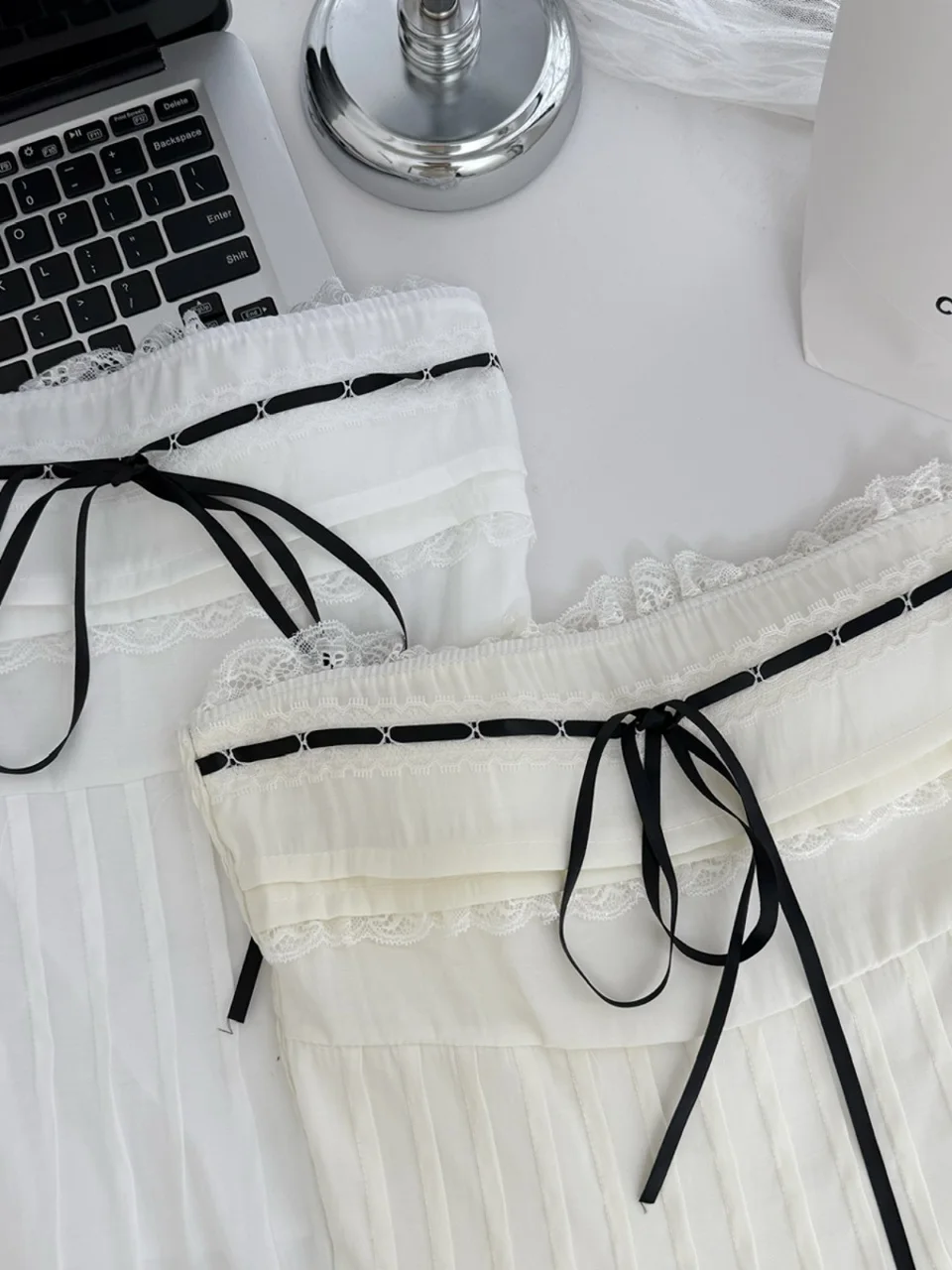 Dolame Sexy ort Crop Top Donna Estate Sexy Design in pizzo Gilet senza spalline Brtte Cotone Poliestere Materiale Colore puro