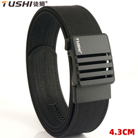TUSHI New 4.3cm Unisex Belt Hard Metal Buckle Quick Release Tough Stretch Nylon Mens Military Tactical gun Belt Casual Waistband