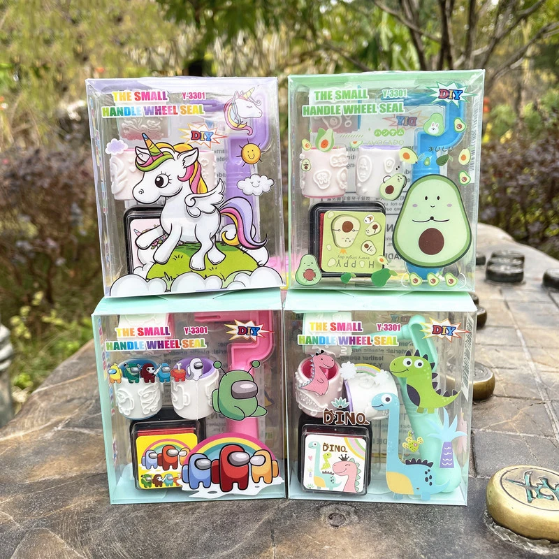 Hot Selling Cartoon Cute Little Animal Styling Stamp Rollers Kids Kindergarten Students Teacher Award Stamp Student Award Gift