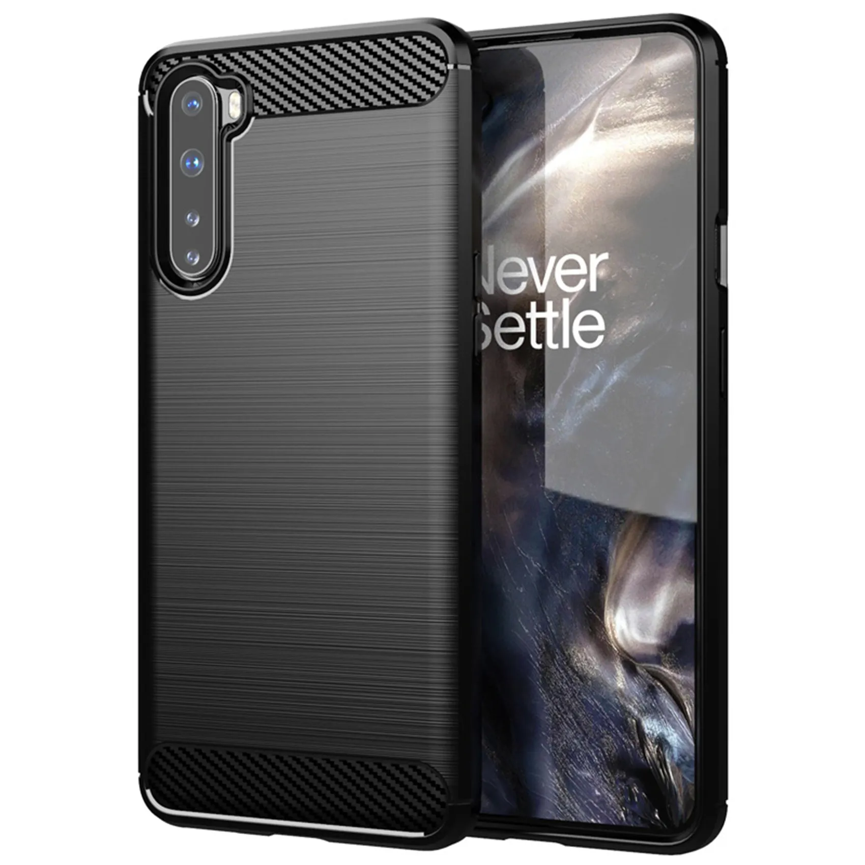 For OnePlus Nord Case Black Slim Fit Flexible TPU Case Brushed Texture Soft Protective Cover for OnePlus Nord Rich