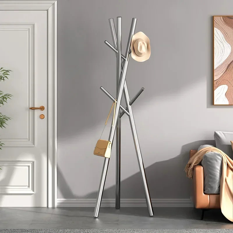 

-Stainless Steel Coat And Hat Rack, Floor To Ceiling Creative Hanger, Bedroom, Indoor Clothes Drying And Storage Rack,