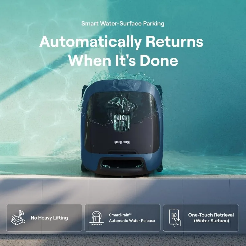 Sora 30 Pool Vacuum, Floor & Wall & Waterline & Platform Cleaning, 6800GPH Power, Smart Parking, 300Min Runtime, 5L Capacity