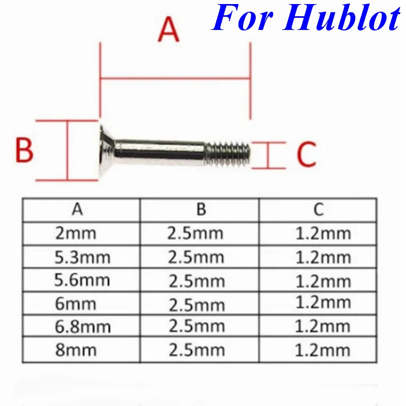 2/5.3/5.6/6/6.8/8mm H Screw For Hublot Bigbang Classic Fusion Bezel Case Clasp Stainless Steel Screws Nut Bolt Part Special Tool