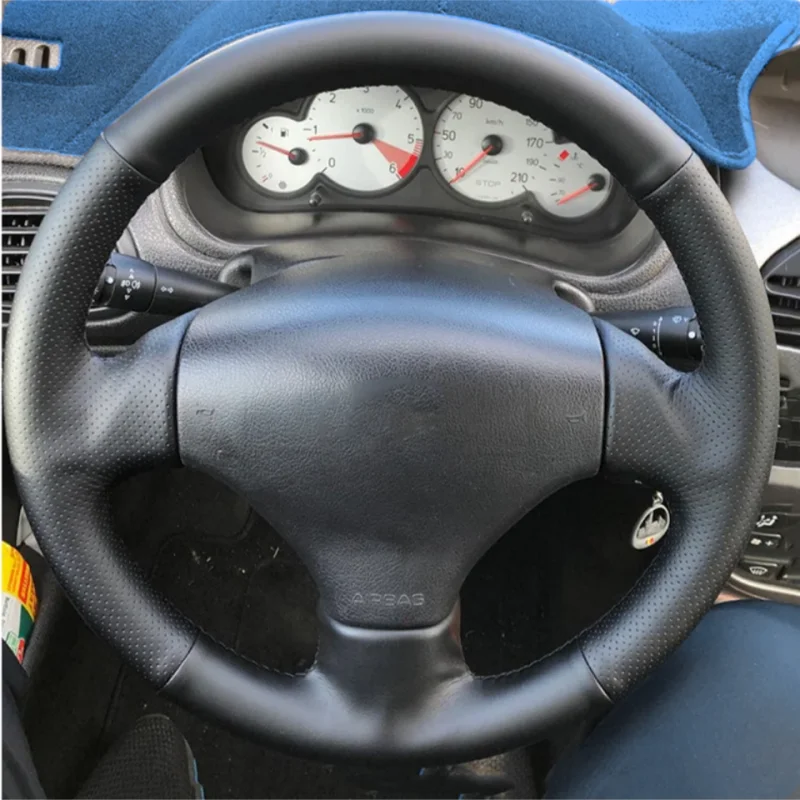 Car Steering Wheel Cover Faux Breathable Leather For Peugeot 206 1998-2005 206 SW 2003-2005 206 Steering Wheel Braiding Cover