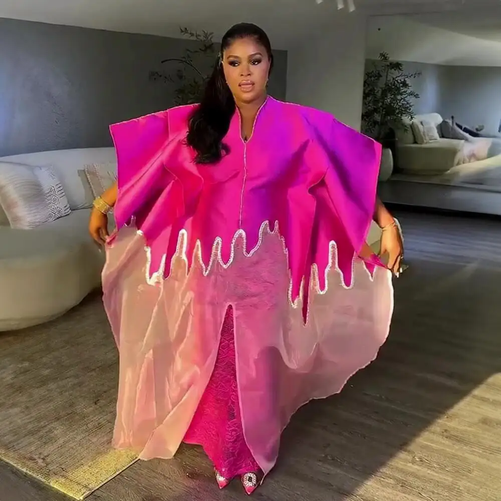 Modische Afrikanische Kleidung Boubou Damenkleid Luxuriöser Afrikanischer Stoff mit Stickerei-Dekoration Damenmode – Detail 5