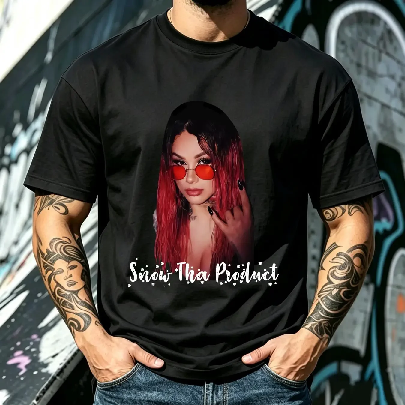washed T Shirt HOT NEW Snow Tha Product black Short sleeve S to 5Xl 3F902 vintage Washed Top For Everyday Wear Comfortable