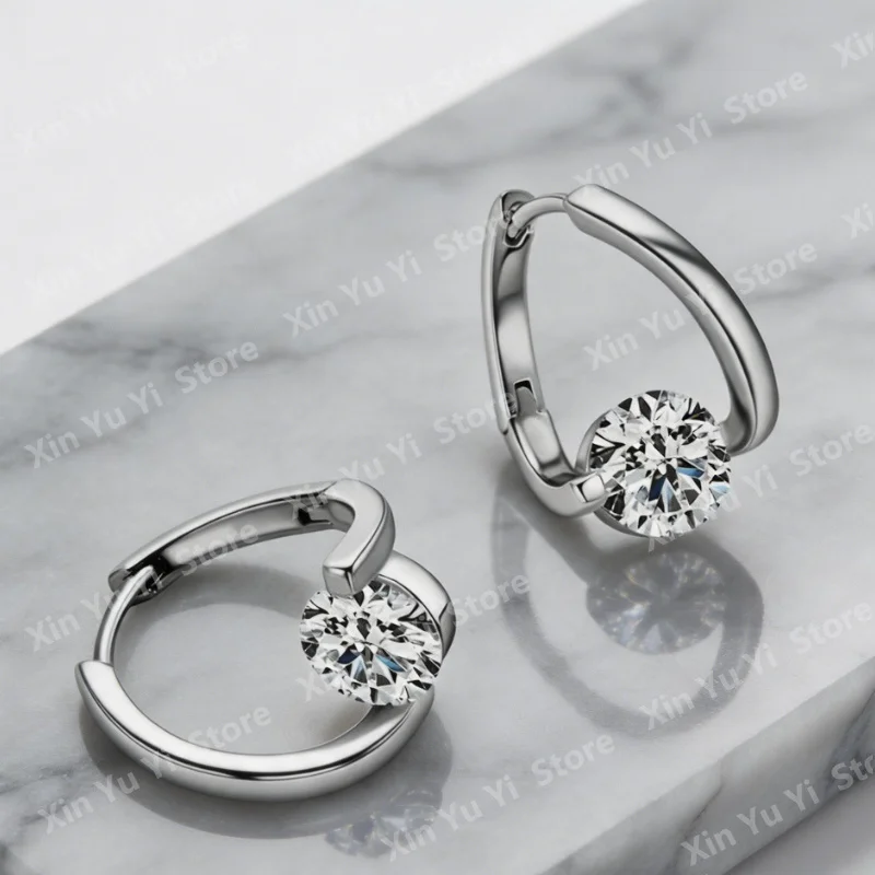 S925 Sterling Silver Earrings  D Color Moissanite Diamond Irregular Temperament Fashionable  Light Luxury Earrings Jewelry Gift