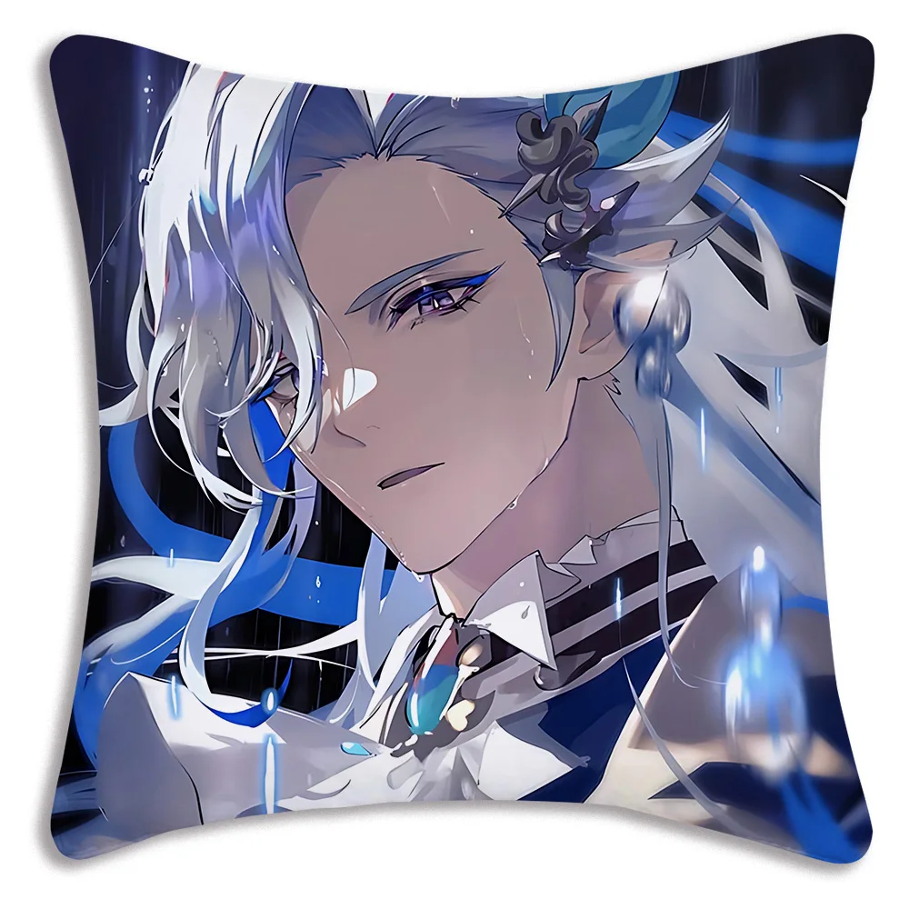 Hot Games Genshin Impact Pillow Covers Cartoon Sofa Decorative Home Double-sided Printing Short Plush Cute Cushion Cover