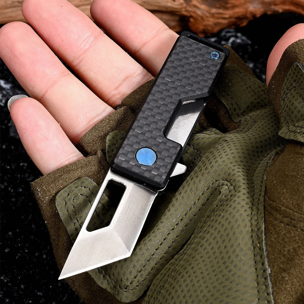 Carbon Fibre Handle Folding Knife Mini Sharp D2 Blades Pocket Knife Outdoor EDC Hand Tools Camping Survival Emergency Gadget