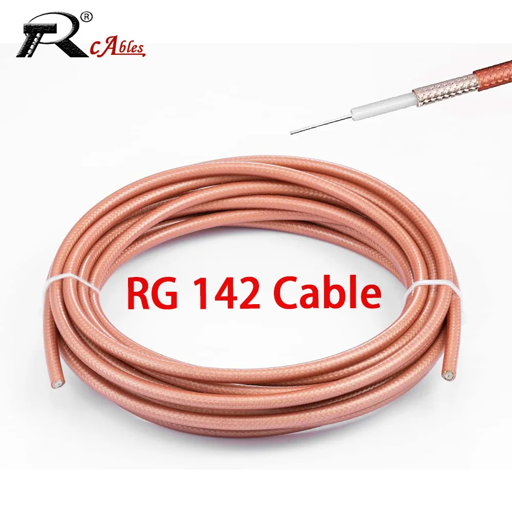 RG142 Cable Low Loss RF Coaxial Brown Silver-Plated Copper Double Shielded Aircraft comm radio gps antenna/uhf/wifi 4g 20CM-30M