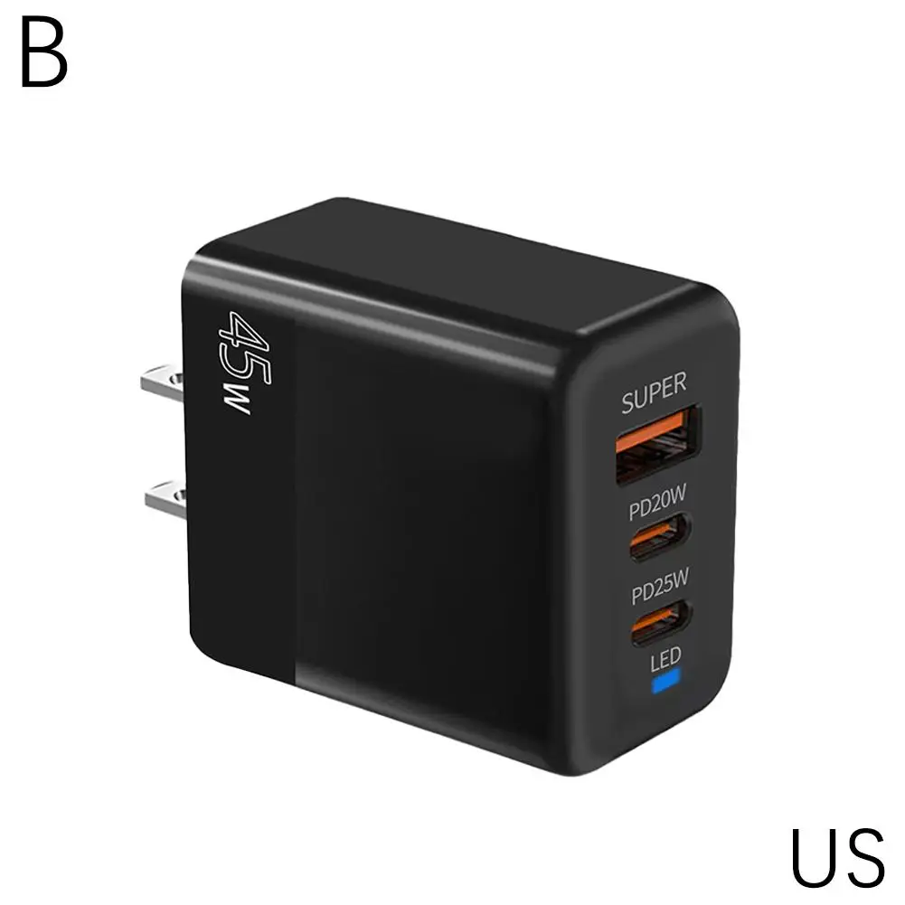 EU/US/UK Oplaadkop USB Drie Plug Snel Opladen Volledig Protocol Type C Geschikt Voor Huawei Apple PD20W Multi-poort Oplader Z1N6