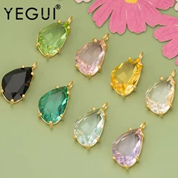 YEGUI ME97,jewelry accessories,18k gold rhodium plated,copper,glass,hand made,charms,diy pendants,jewelry making,6pcs/lot