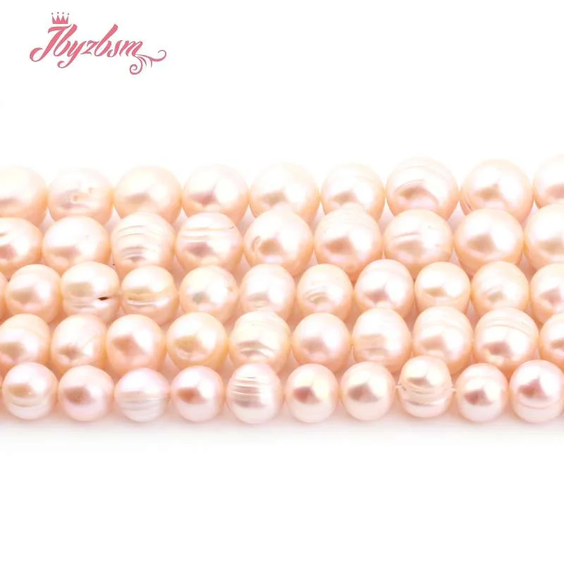 Natural Freshwater Pearl Pink Nearround Loose Stone Beads For Necklace Bracelet DIY Jewelry Making Strand 15 Inch Free shipping