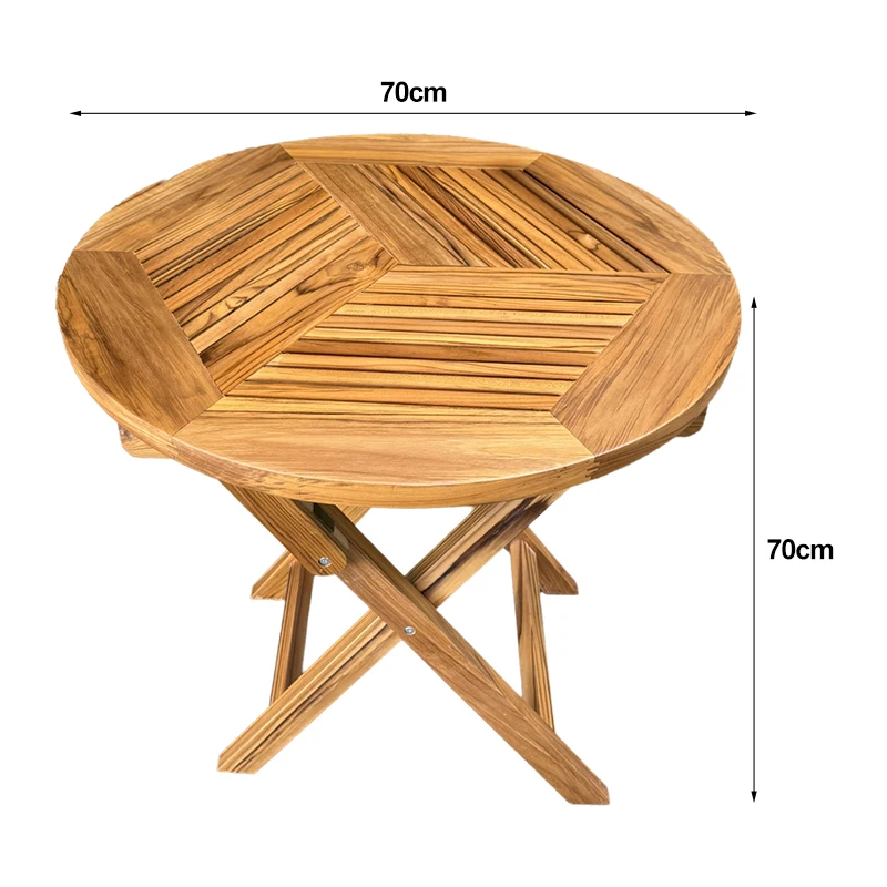 طاولة طعام خارجية لشخصين على الطراز الصيني القديم ساحة حديقة صالة خشب الساج طاولة غداء أثاث فناء دائري مقاوم