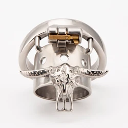 Stainless Steel Male Chastity Device Open Skull And Bones Cow Head Chastity Cage Lock Penis Ring Cock Cage Adult Sex Toy For Men