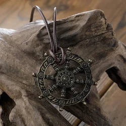 Dharma Pendant Wheel of Life Samsara Bronze Amulet Buddhist Talisman Necklace for Women Men Dharmachakra Necklace Buddhism