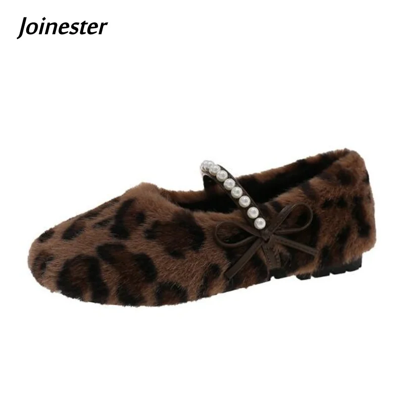 

Women Flock Flat Heeled Mary Jane Shoes for Winter Warm Soft Comfort Moccasins for Ladies Casual Dress Footwear