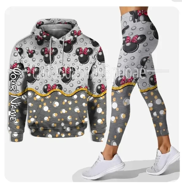 Disney-Conjunto de ropa deportiva para mujer, de Mickey Mouse sudadera con capucha, y2k, otoño