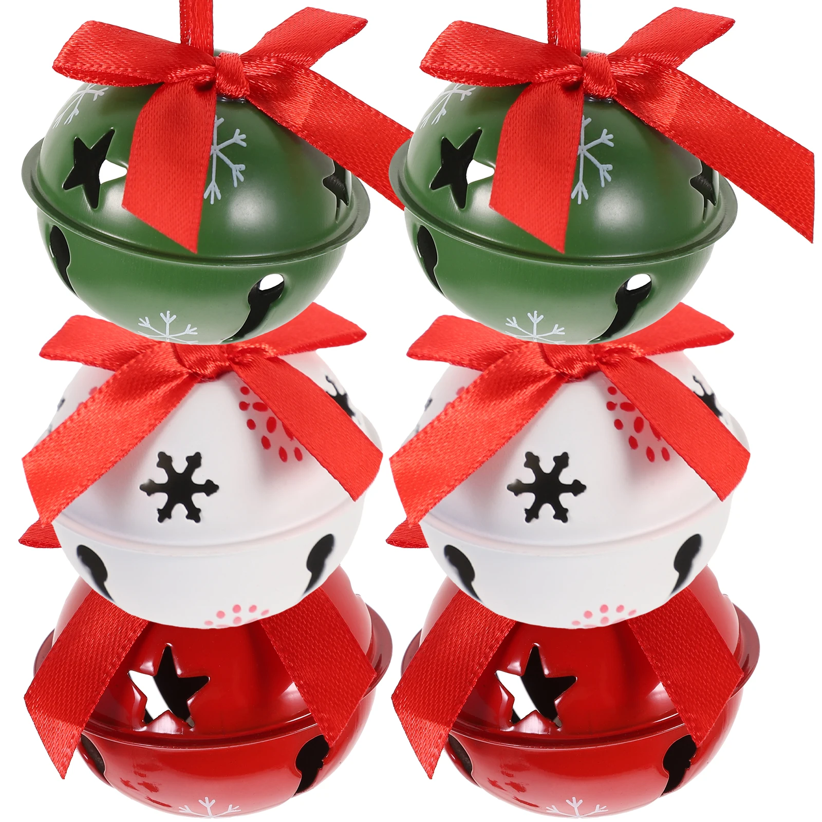 

6Pcs Bell Shaped Christmas Tree Hanging Ornaments Iron Decorations Xmas Pendants Small Bells Indoor Outdoor Festival