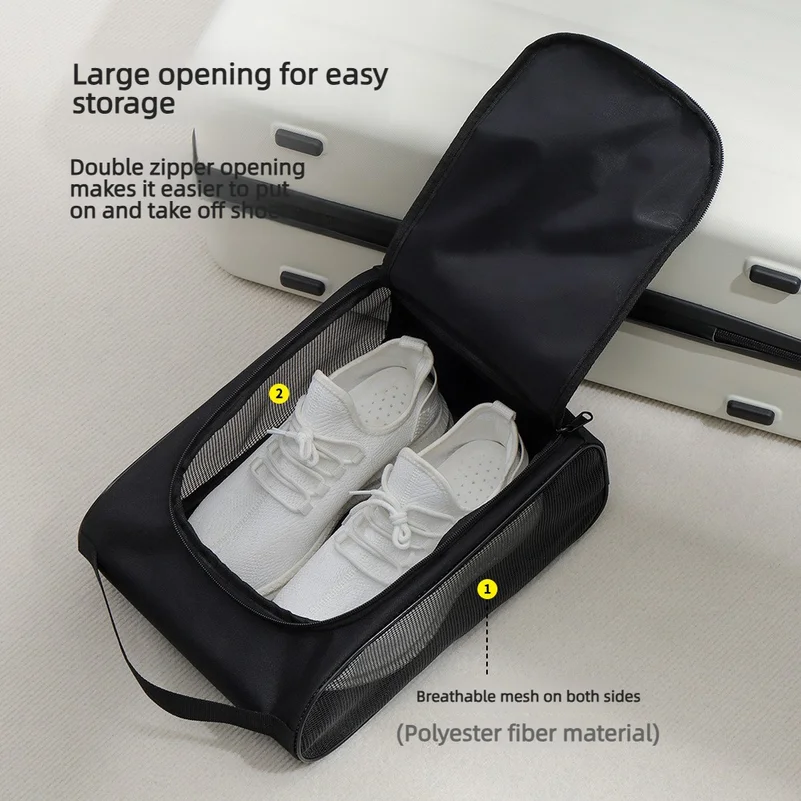 New travel shoe storage bag, portable for business trips, with a handle, breathable shoe bag, and shoe cover
