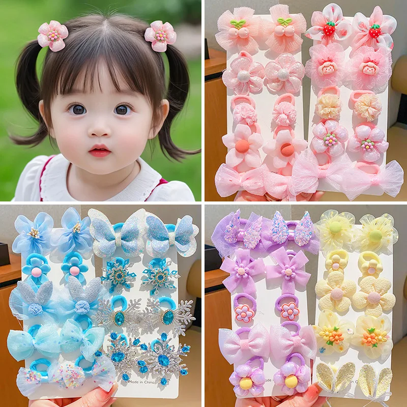 

Korean Version Children Hair Ties Princess bow Ornament Girl Flower Rubber Bands Hairloop Hair Accessories Baby Hair Rope clip