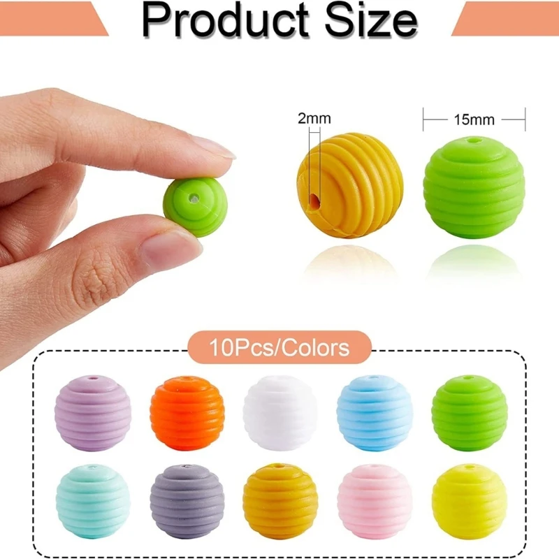 100Pcs Silicone Beads Keychain Making Kits 10 Color Round Beads Accessory Set Drop shipping