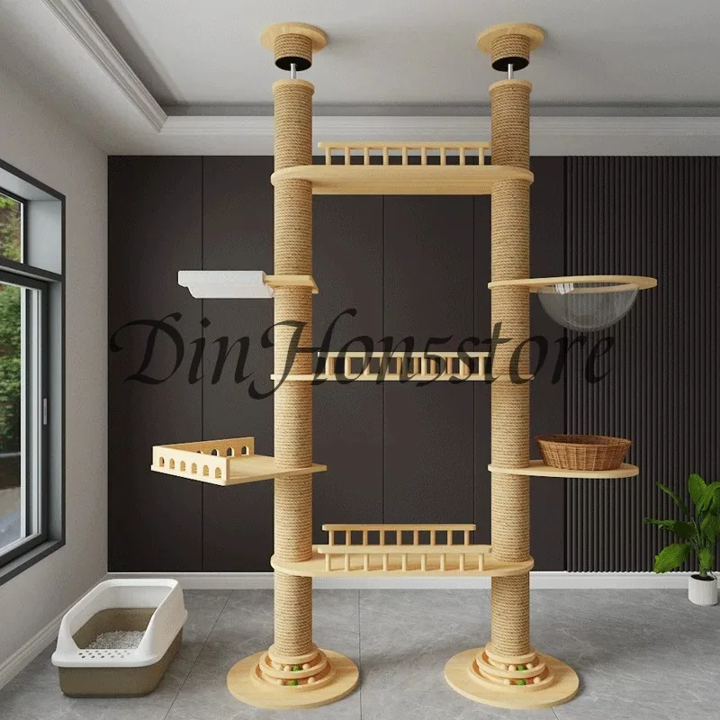 Wooden cat climbing frame cat jumping platform cat nest villa Tongtian pillar climbing frame