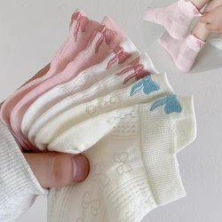 5Pairs of Spring and Summer Fashion Comfortable Breathable socks women's socks Bow knot cute shallow boat socks simple Tube sock