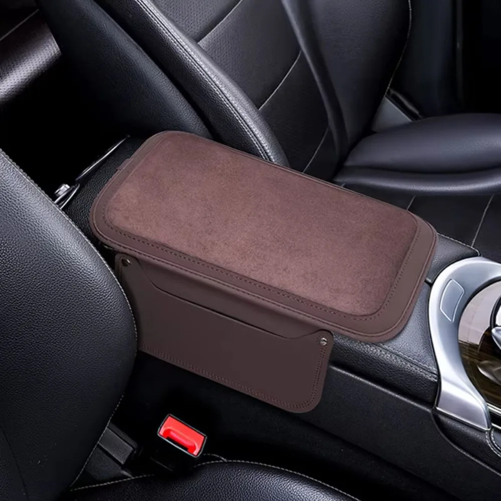 

PU Leather Center Console Armrest Cushion Thicken Side Extension Pockets Car Elbow Support Pad Phone Slot Non-slip