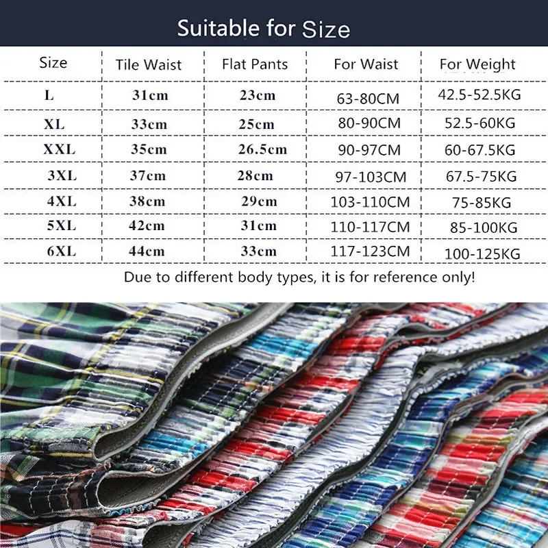 6pcs 6xl 5xl Plus Size Men\'s Panties 160kg Underpants Men Boxers Man Pack Cotton Loose Mens Underwear Plaid Boxer Shorts For