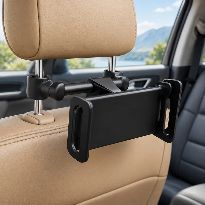 Universal 360-Degree Rotatable Car Headrest Holder for Tablets and Smartphones 4-11 Inch, Supports iPad Air Series