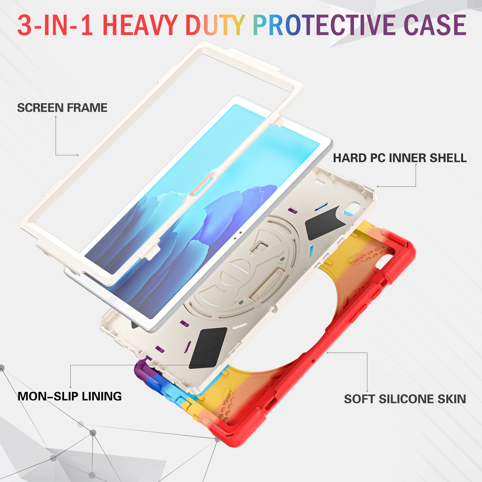 Körper stoß feste Hülle für Samsung A7 10,4 Zoll T500/ 360 ° rotierende Stands chutz bucht für Samsung Galaxy A7 T500/T503