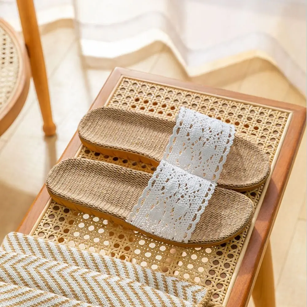 خليط شريط الكتان الدانتيل النعال الحلو الأحذية القش نسج النعال عدم الانزلاق عطلة نعال شاطئ للنساء الفتيات