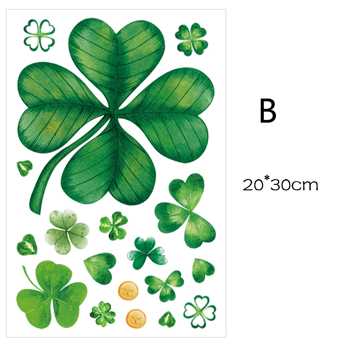1/5Pc St. Patrick\'s Day Theme Double-Side Window Stickers Shamrock Wall Sticker for Home Irish Saint Party Background Decoration