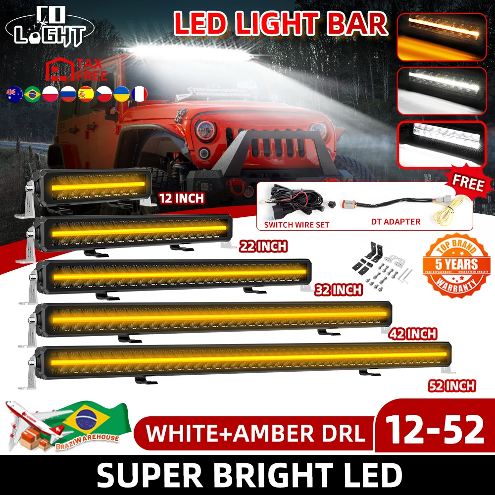 

CO LIGHT 52 inch LED Light Bar Dual Row Spot Flood Combo Beam Slim Driving Light DRL for Truck Off-Road Car ATV UTV Marine 12V