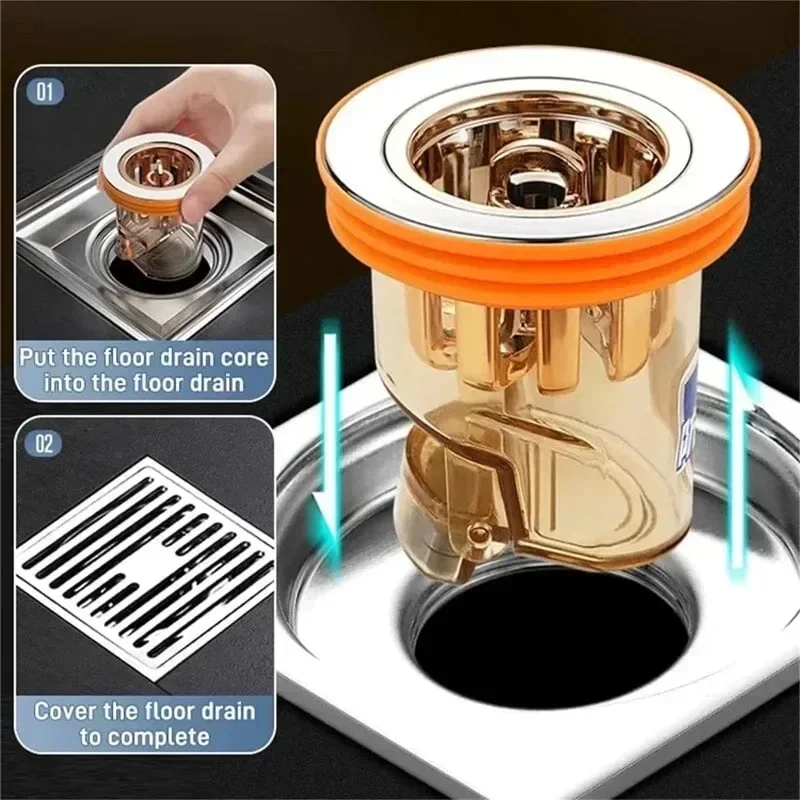 Toilet Deodorant Floor Drain Gravity-Induction Floor Drain-Core Anti Insect Anti Odor Plug Covers Bathroom Shower Hair Filters