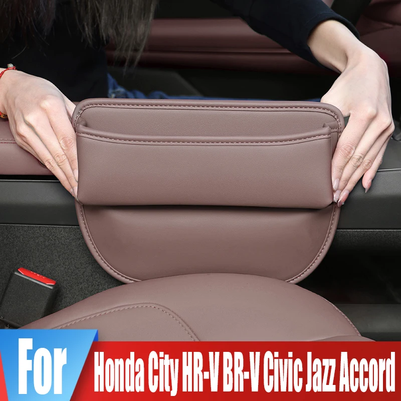 For Honda City HR-V BR-V Civic Jazz Accord Car Seat Crevice Storage Box Cup Key Card Phone Holder Dual USB Cable Hole Pocket Bag