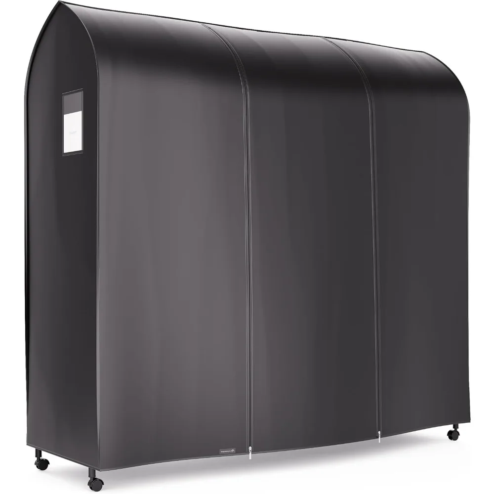 

6ft Waterproof Nylon Clothes Rack Cover - Large Black, Breathable, Dust-Proof Storage Protector for Garments