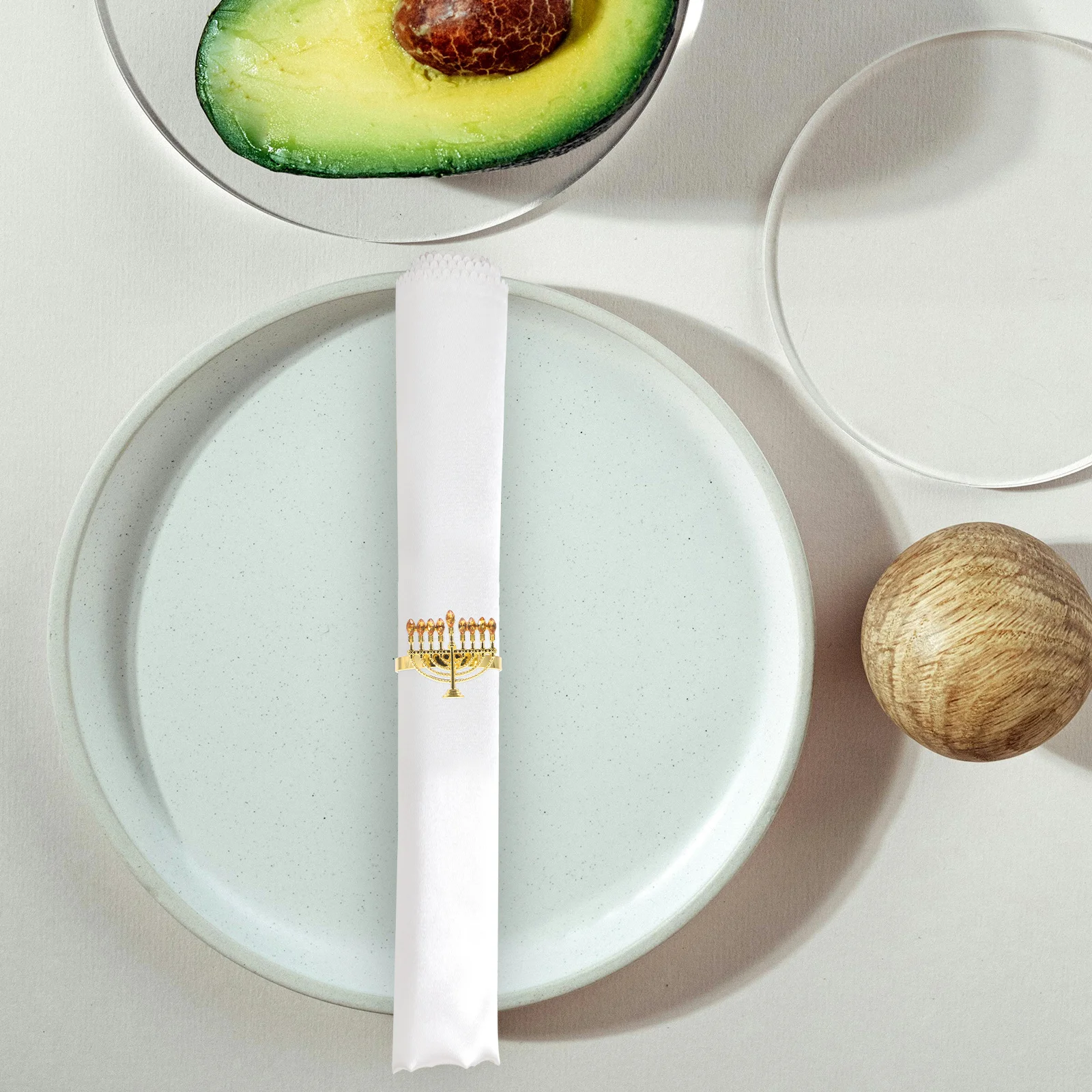 

4pcs Alloy Napkin Rings Hanukkah Shaped Menorah Table Decoration Metal Napkin Holders For Holiday Dinner Party Decor